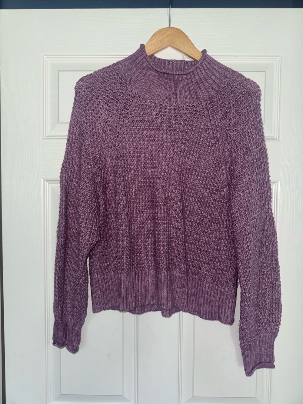 American Eagle Outfitters Heathered Purple Mock Neck Sweater